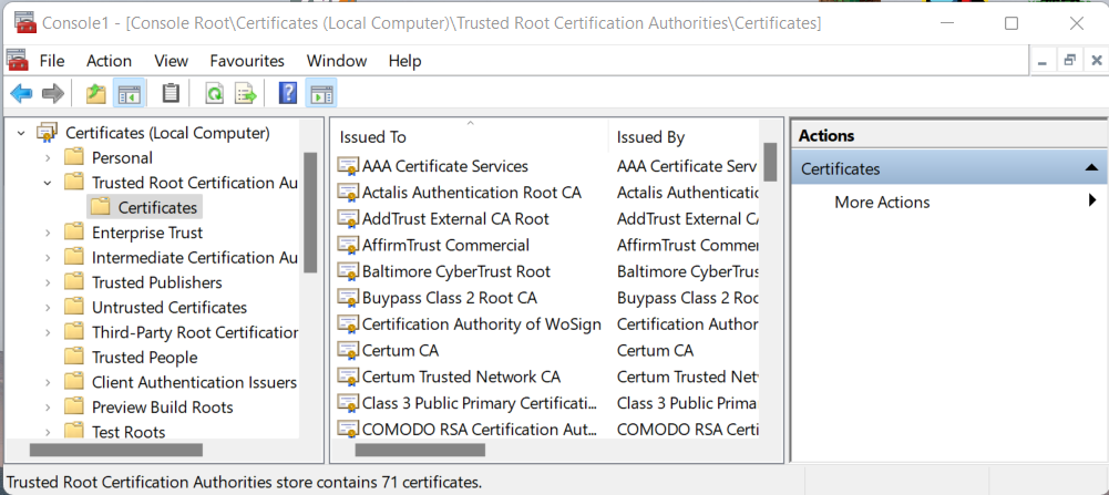 Certificates open